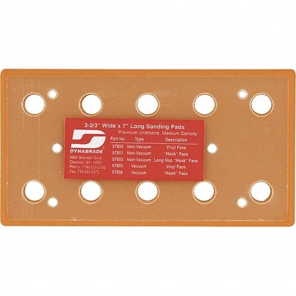 Dynabrade - 177.8 x 93.13mm Rectangular Adhesive/PSA Backing Pad - Screw Attachment, Vacuum Pad with Channel, 3/8" Thick, Medium Density - Industrial Tool & Supply