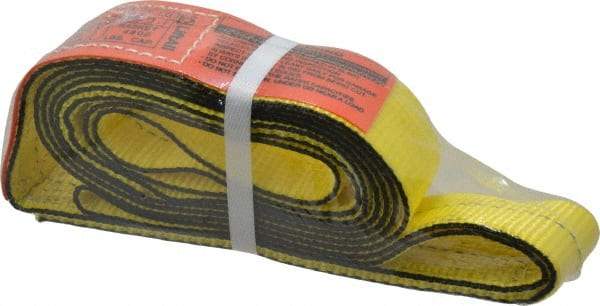 Lift-All - 8' Long x 2" Wide, 2,400 Lb Vertical Capacity, 1 Ply, Nylon Web Sling - 1,900 Lb Choker Capacity, Yellow - Industrial Tool & Supply