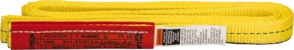 Lift-All - 6' Long x 1" Wide, 2,400 Lb Vertical Capacity, 1 Ply, Polyester Web Sling - 1,900 Lb Choker Capacity, Yellow - Industrial Tool & Supply