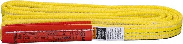 Lift-All - 4' Long x 1" Wide, 4,800 Lb Vertical Capacity, 2 Ply, Nylon Web Sling - 3,800 Lb Choker Capacity, Yellow - Industrial Tool & Supply