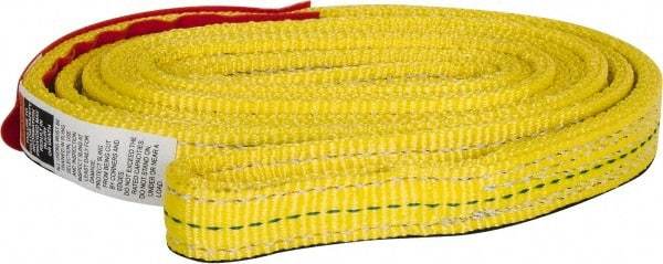 Lift-All - 6' Long x 1" Wide, 4,800 Lb Vertical Capacity, 2 Ply, Nylon Web Sling - 3,800 Lb Choker Capacity, Yellow - Industrial Tool & Supply