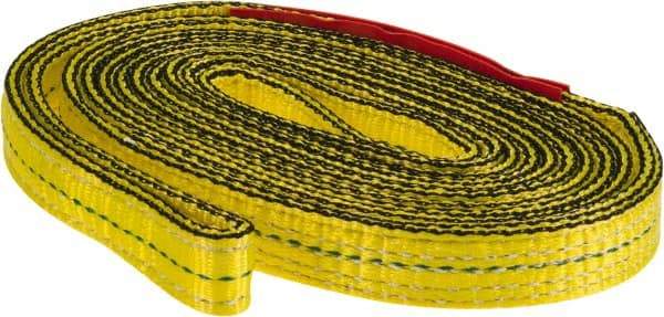 Lift-All - 8' Long x 1" Wide, 4,800 Lb Vertical Capacity, 2 Ply, Nylon Web Sling - 3,800 Lb Choker Capacity, Yellow - Industrial Tool & Supply