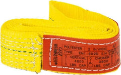 Lift-All - 4' Long x 2" Wide, 4,800 Lb Vertical Capacity, 1 Ply, Nylon Web Sling - 3,800 Lb Choker Capacity, Yellow - Industrial Tool & Supply
