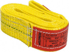 Lift-All - 6' Long x 2" Wide, 4,800 Lb Vertical Capacity, 1 Ply, Nylon Web Sling - 3,800 Lb Choker Capacity, Yellow - Industrial Tool & Supply