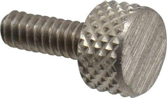 Electro Hardware - #6-32 Knurled Shoulderless Grade 303 Stainless Steel Thumb Screw - 9/16" OAL, 5/16" Head Diam x 3/16" Head Height, Uncoated - Industrial Tool & Supply