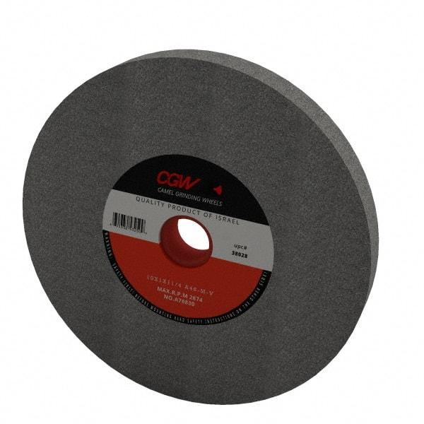 Camel Grinding Wheels - 46 Grit Aluminum Oxide Bench & Pedestal Grinding Wheel - 10" Diam x 1-1/4" Hole x 1" Thick, 2483 Max RPM, M Hardness, Coarse Grade , Vitrified Bond - Industrial Tool & Supply