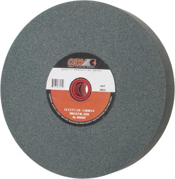 Camel Grinding Wheels - 60 Grit Silicon Carbide Bench & Pedestal Grinding Wheel - 12" Diam x 1-1/4" Hole x 2" Thick, 2220 Max RPM, I Hardness, Medium Grade , Vitrified Bond - Industrial Tool & Supply