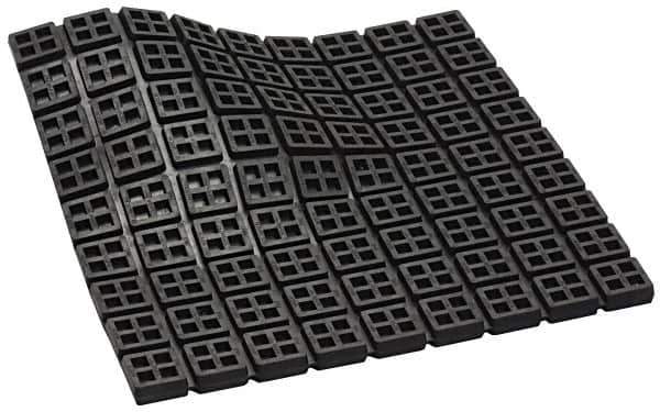 Mason Ind. - 4" Long x 4" Wide x 3/4" Thick, Rubber, Machinery Leveling Pad & Mat - 720 Lb Max Load, Black - Industrial Tool & Supply