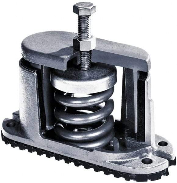 Mason Ind. - 5/8 x 4-1/2 Bolt Thread, 6-5/8" Long x 3-1/2" Wide x 5-5/8" High 1" Deflection Spring Mount - 2,650 Max Lb Capacity - Industrial Tool & Supply