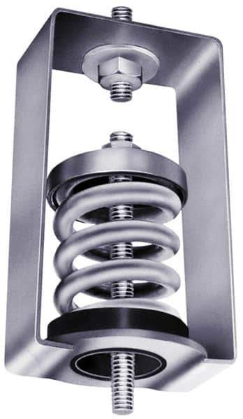 Mason Ind. - 85 Lb Capacity, 2" Deflection, HS-B, Vibration Control Hanger - 4" Long x 4-3/4" Wide x 7-1/4" High, 3/4" Max Rod Diam, 4-1/4" Lower Rod Penetration, White & Black - Industrial Tool & Supply