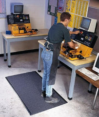Wearwell - 60' Long x 4' Wide, Dry Environment, Anti-Fatigue Matting - Black, Vinyl with Vinyl Sponge Base, Rounded on 4 Sides - Industrial Tool & Supply