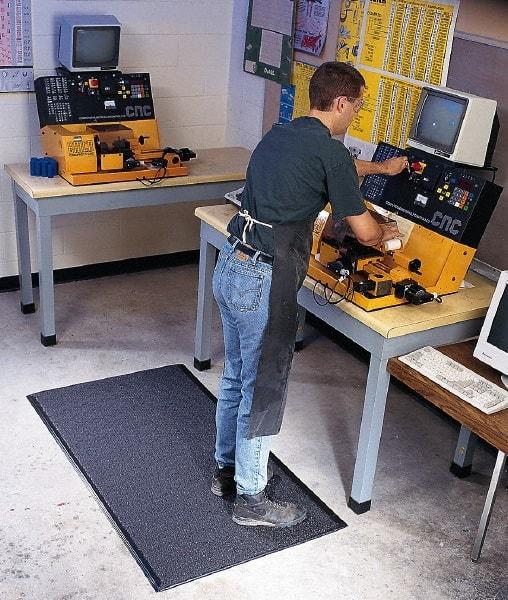 Wearwell - 12' Long x 3' Wide, Dry Environment, Anti-Fatigue Matting - Black, Vinyl with Vinyl Sponge Base, Rounded on 4 Sides - Industrial Tool & Supply