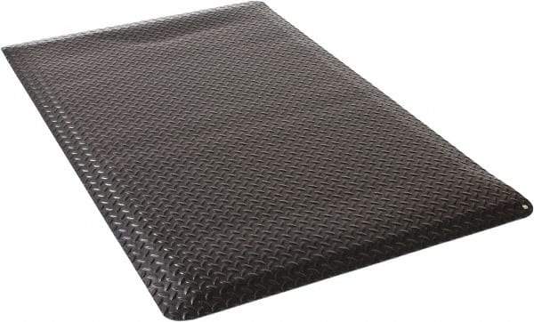 Wearwell - 5 Ft. Long x 3 Ft. Wide x 9/16 Inch Thick, Vinyl Diamond Plate Surface Pattern, Electrically Conductive Antistatic Matting - 1 x 106 to 8 x 106 Ohm Surface to Surface, 5 x 105 to 1 x 107 Ohm Surface to Ground Resistivity, Black - Industrial Tool & Supply