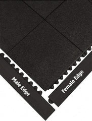 Wearwell - 39" Long x 3" Wide x 5/8" Thick, Anti-Fatigue Modular Matting Ramp Edge - Male, Black, For Dry & Wet Areas, Series 572 - Industrial Tool & Supply