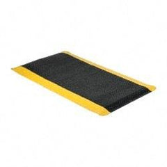 Wearwell - 5' Long x 3' Wide, Dry Environment, Anti-Fatigue Matting - Black with Yellow Borders, Vinyl with Nitrile Blend Base, Beveled on 4 Sides - Industrial Tool & Supply