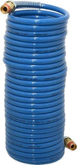 Coilhose Pneumatics - 1/4" ID, 1/4 Thread, 25' Long, Blue Nylon Coiled & Self Storing Hose - 220 Max psi, Male Swivel x Male Swivel - Industrial Tool & Supply