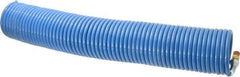 Coilhose Pneumatics - 1/4" ID, 1/4 Thread, 50' Long, Blue Nylon Coiled & Self Storing Hose - 220 Max psi, Male Swivel x Male Swivel - Industrial Tool & Supply