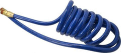 Coilhose Pneumatics - 3/8" ID, 3/8 Thread, 10' Long, Blue Polyurethane Coiled & Self Storing Hose - 115 Max psi, Male Swivel x Male Swivel - Industrial Tool & Supply