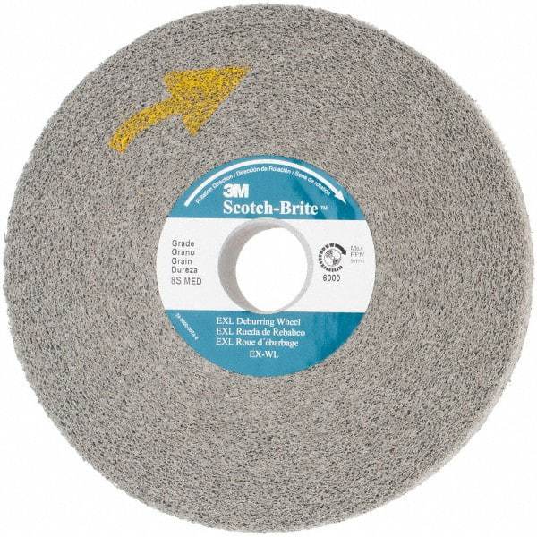 3M - 6" Diam, 1" Face Width, 1" Center Hole, Medium Grade, Silicon Carbide Deburring Wheel - Convolute, Hard Density 8 Grade, 6,000 RPM - Industrial Tool & Supply