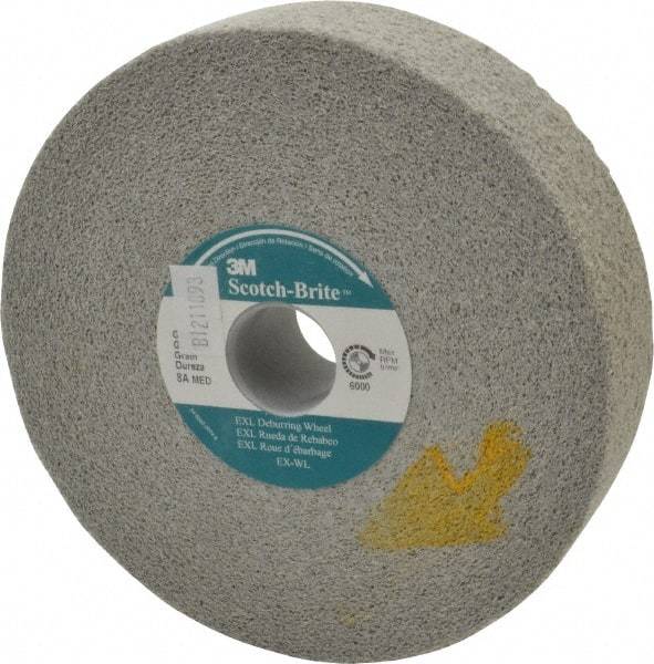 3M - 6" Diam, 1-1/2" Face Width, 1" Center Hole, Medium Grade, Aluminum Oxide Deburring Wheel - Convolute, Hard Density 8 Grade, 6,000 RPM - Industrial Tool & Supply