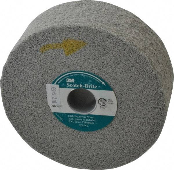 3M - 6" Diam, 2" Face Width, 1" Center Hole, Medium Grade, Aluminum Oxide Deburring Wheel - Convolute, Hard Density 8 Grade, 6,000 RPM - Industrial Tool & Supply