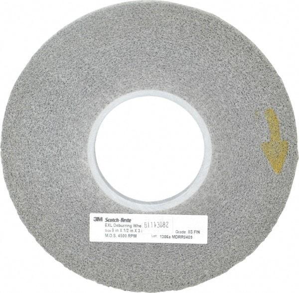 3M - 8" Diam, 1/2" Face Width, 3" Center Hole, Fine Grade, Silicon Carbide Deburring Wheel - Convolute, Hard Density 8 Grade, 4,500 RPM - Industrial Tool & Supply
