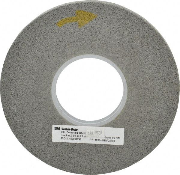 3M - 8" Diam, 1/2" Face Width, 3" Center Hole, Fine Grade, Silicon Carbide Deburring Wheel - Convolute, Hard Density 9 Grade, 4,500 RPM - Industrial Tool & Supply