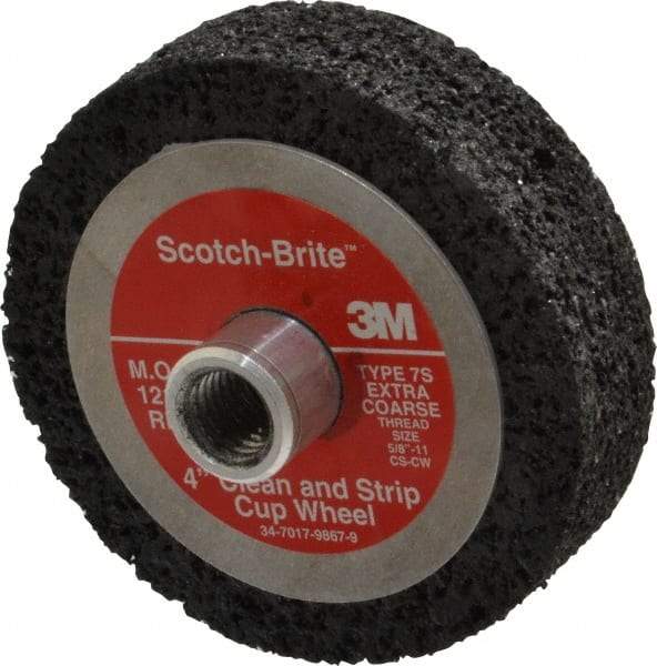 3M - 4" Diam, 1" Face Width, Very Coarse Grade, Silicon Carbide Deburring Wheel - Unitized, Hard Density 7 Grade, 12,000 RPM - Industrial Tool & Supply