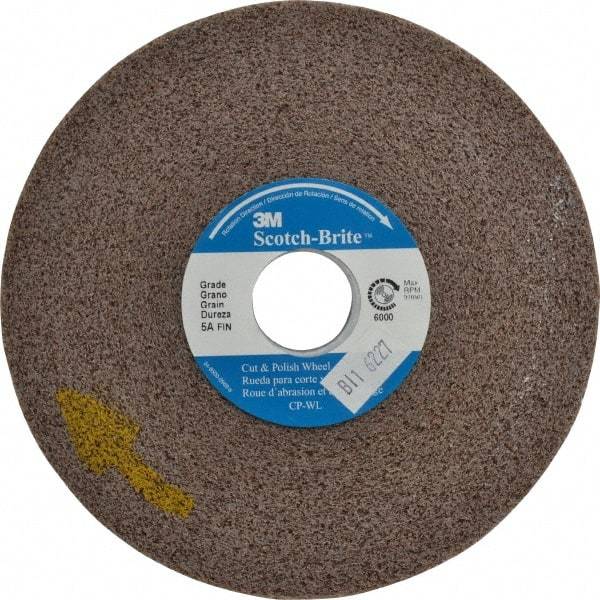 3M - 6" Diam, 1/2" Face Width, 1" Center Hole, Fine Grade, Aluminum Oxide Deburring Wheel - Convolute, Medium Density 5 Grade, 6,000 RPM - Industrial Tool & Supply