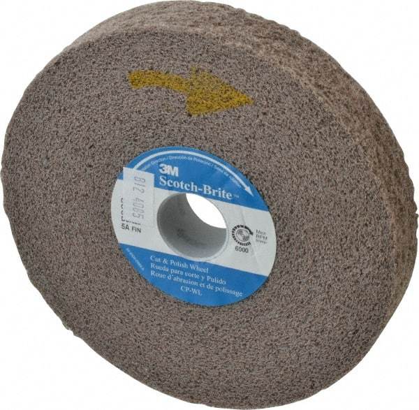 3M - 6" Diam, 1" Face Width, 1" Center Hole, Fine Grade, Aluminum Oxide Deburring Wheel - Convolute, Medium Density 5 Grade, 6,000 RPM - Industrial Tool & Supply