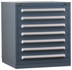 Vidmar - 7 Drawer, Preconfigured Modular Storage Cabinet - Steel, 30" Wide x 27-3/4" Deep x 33" High, Light Blue - Industrial Tool & Supply