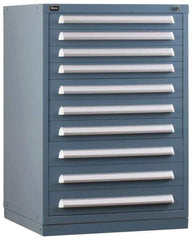 Vidmar - 10 Drawer, Preconfigured Modular Storage Cabinet - Steel, 30" Wide x 27-3/4" Deep x 44" High, Light Blue - Industrial Tool & Supply