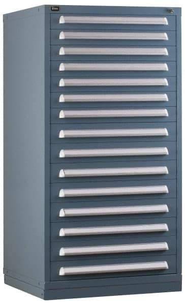 Vidmar - 9 Drawer, Preconfigured Modular Storage Cabinet - Steel, 30" Wide x 27-3/4" Deep x 59" High, Light Blue - Industrial Tool & Supply