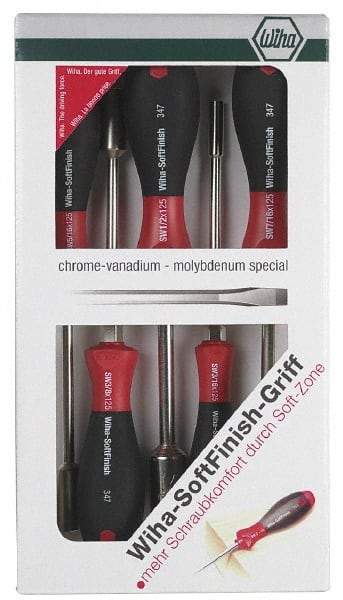 Wiha - 5 Piece 5 to 11mm Nutdriver Set - Solid Shaft, Ergonomic Handle - Industrial Tool & Supply