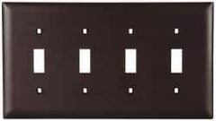 Pass & Seymour - 4 Gang, 4-1/2 Inch Long x 8-3/8 Inch Wide, Standard Switch Plate - Toggle Switch, Brown, Nylon - Industrial Tool & Supply