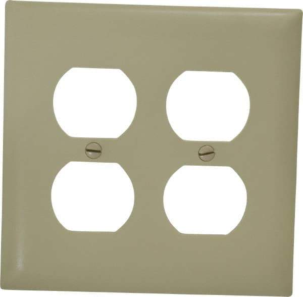 Pass & Seymour - 2 Gang, 4-11/16 Inch Long x 2-15/16 Inch Wide, Standard Outlet Wall Plate - Duplex Outlet, Ivory, Nylon - Industrial Tool & Supply