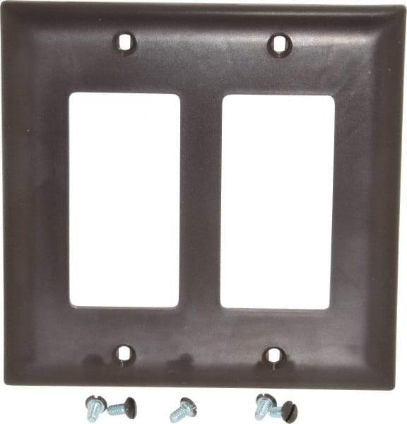 Pass & Seymour - 2 Gang, 4-3/4 Inch Long x 4-11/16 Inch Wide, Standard Switch Plate - Decorator Switch, Brown, Nylon - Industrial Tool & Supply