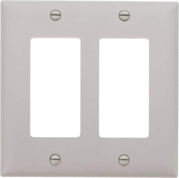 Pass & Seymour - 2 Gang, 4-3/4 Inch Long x 4-11/16 Inch Wide, Standard Switch Plate - Decorator Switch, Gray, Nylon - Industrial Tool & Supply