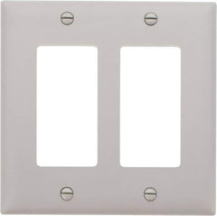 Pass & Seymour - 2 Gang, 4-3/4 Inch Long x 4-11/16 Inch Wide, Standard Switch Plate - Decorator Switch, Gray, Nylon - Industrial Tool & Supply