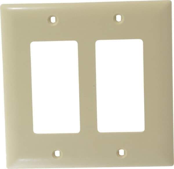 Pass & Seymour - 2 Gang, 4-3/4 Inch Long x 4-11/16 Inch Wide, Standard Switch Plate - Decorator Switch, Ivory, Nylon - Industrial Tool & Supply