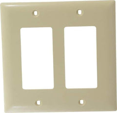 Pass & Seymour - 2 Gang, 4-3/4 Inch Long x 4-11/16 Inch Wide, Standard Switch Plate - Decorator Switch, Ivory, Nylon - Industrial Tool & Supply
