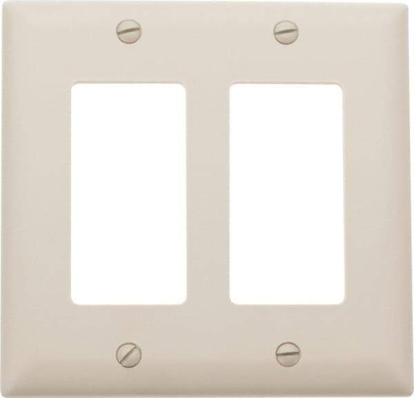 Pass & Seymour - 2 Gang, 4-3/4 Inch Long x 4-11/16 Inch Wide, Standard Switch Plate - Decorator Switch, Light Almond, Nylon - Industrial Tool & Supply