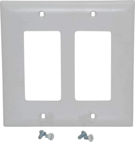 Pass & Seymour - 2 Gang, 4-3/4 Inch Long x 4-11/16 Inch Wide, Standard Switch Plate - Decorator Switch, White, Nylon - Industrial Tool & Supply