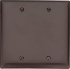 Pass & Seymour - 2 Gang, 4-3/4 Inch Long x 4-11/16 Inch Wide, Standard Blank Wall Plate - Blank, Brown, Nylon - Industrial Tool & Supply