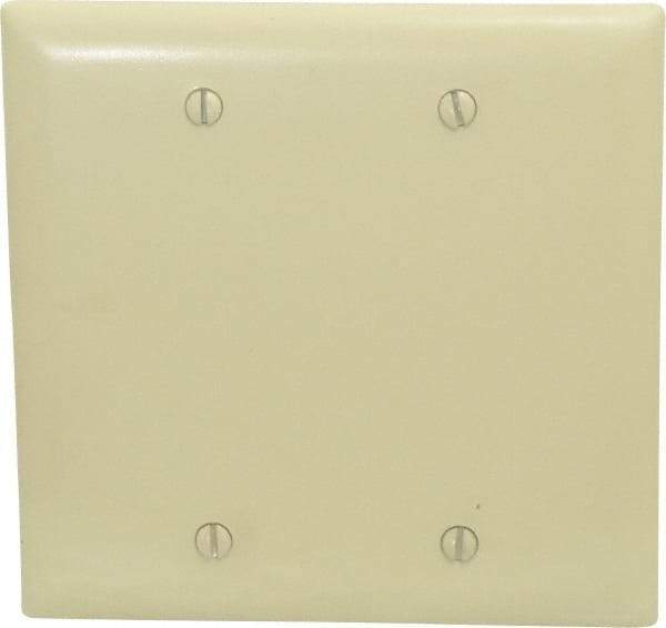 Pass & Seymour - 2 Gang, 4-3/4 Inch Long x 4-11/16 Inch Wide, Standard Blank Wall Plate - Blank, Ivory, Nylon - Industrial Tool & Supply