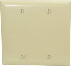 Pass & Seymour - 2 Gang, 4-3/4 Inch Long x 4-11/16 Inch Wide, Standard Blank Wall Plate - Blank, Ivory, Nylon - Industrial Tool & Supply