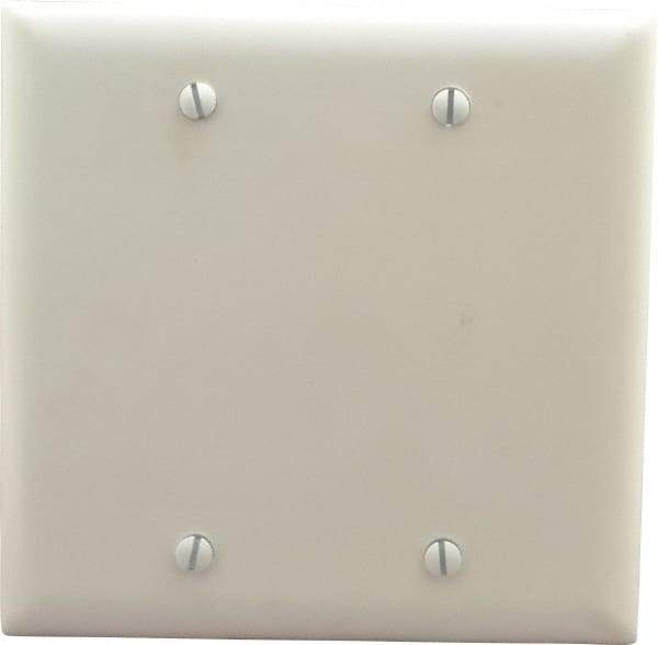 Pass & Seymour - 2 Gang, 4-3/4 Inch Long x 4-11/16 Inch Wide, Standard Blank Wall Plate - Blank, White, Nylon - Industrial Tool & Supply