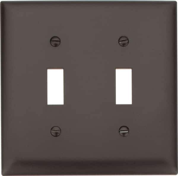 Pass & Seymour - 2 Gang, 4-3/4 Inch Long x 4-11/16 Inch Wide, Standard Switch Plate - Toggle Switch, Brown, Nylon - Industrial Tool & Supply