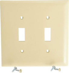 Pass & Seymour - 2 Gang, 4-3/4 Inch Long x 4-11/16 Inch Wide, Standard Switch Plate - Toggle Switch, Ivory, Nylon - Industrial Tool & Supply