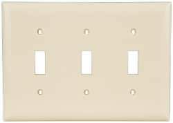 Pass & Seymour - 3 Gang, 4-1/2 Inch Long x 6.563 Inch Wide, Standard Switch Plate - Toggle Switch, Ivory, Nylon - Industrial Tool & Supply